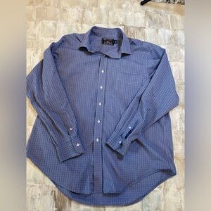 18 neck x 34/35 sleeve. Blue plaid button down dress shirt by American Living
